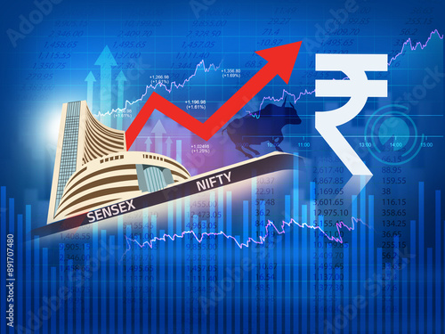 Indian stock market background illustration. financial background with indian rupee