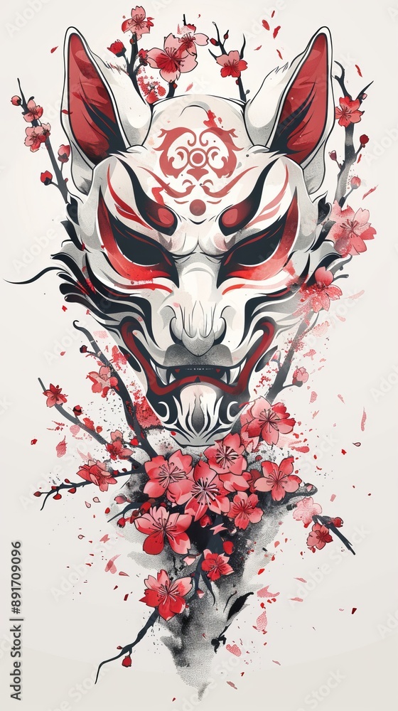 Obraz premium Kitsune mask tattoo design