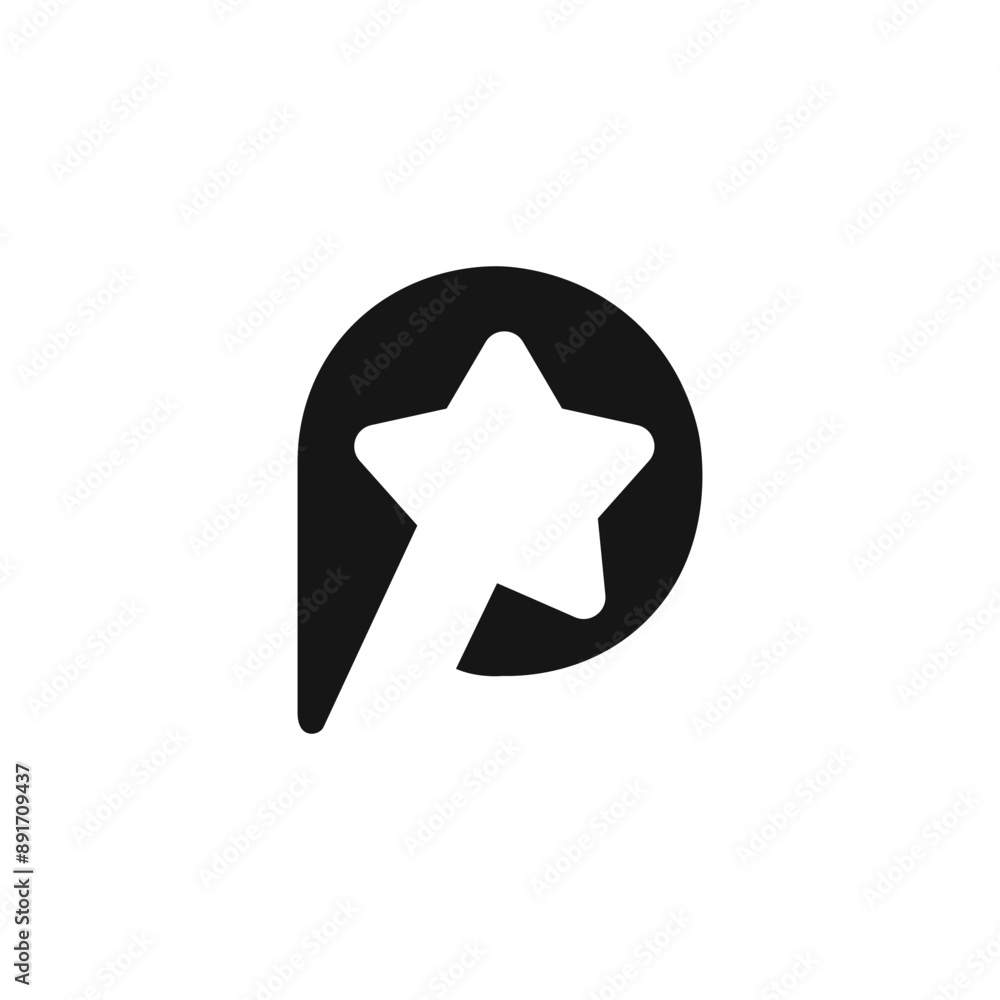 Initial P with star inside. Usable for business and company logos, vector illustration Initial P with star inside. Usable for business and company logos, vector illustration