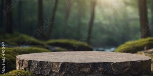 flat rock podium for product display cut out.