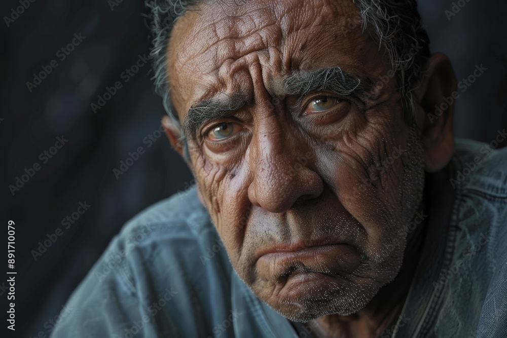 An old man with gray hair is shown resting at home, deeply pondering life. The image captures a moment of solitude and self-reflection in an indoor environment. An old man with gray hair is shown resting at home, deeply pondering life. The image captures a moment of solitude and self-reflection in an indoor environment.