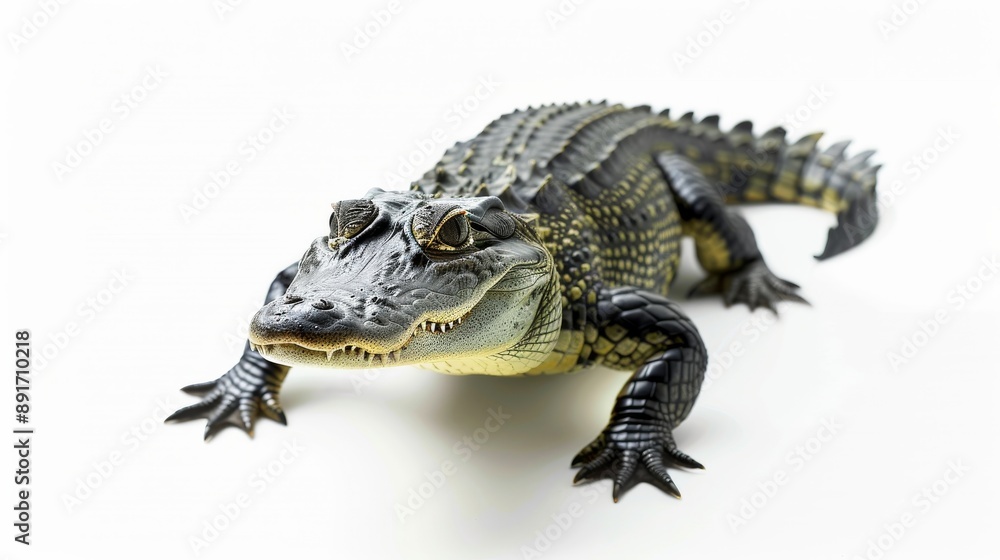 Obraz premium crocodile on a white background. Amphibians isolated on white. Photo realistic photo.