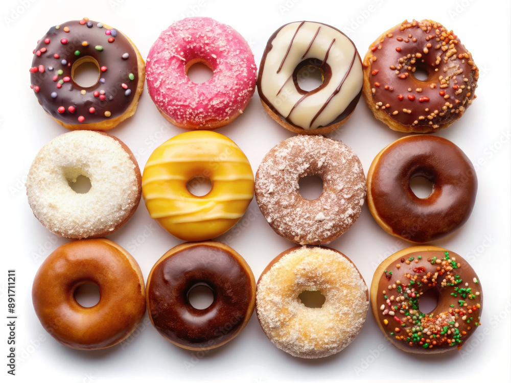 Assorted Donuts on White Background Assorted Donuts on White Background
