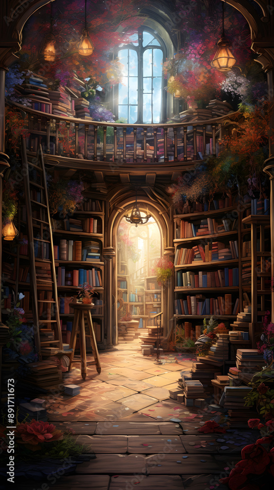 Fototapeta premium Whimsical Library Corner