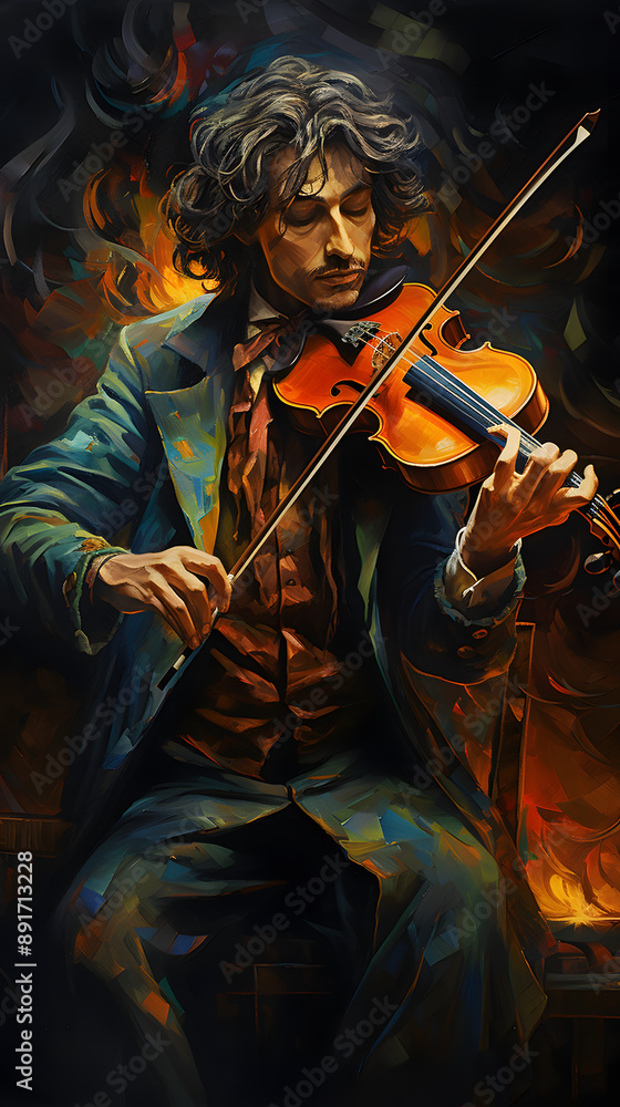 Fototapeta premium Profile of a Violinist