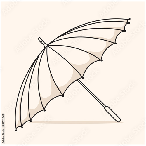 Umbrella worksheet kids coloring book With illustration style doodle and line art