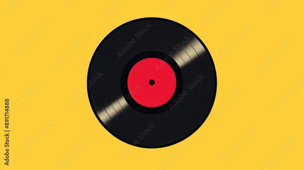 a record on a yellow background with a red circle a record on a yellow background with a red circle