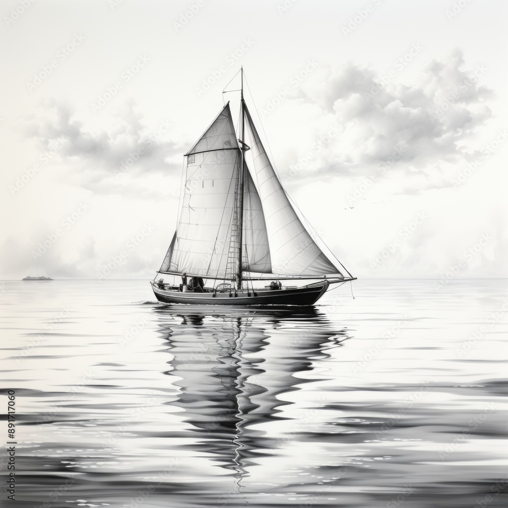 Fototapeta premium Sailing on a Tranquil Sea