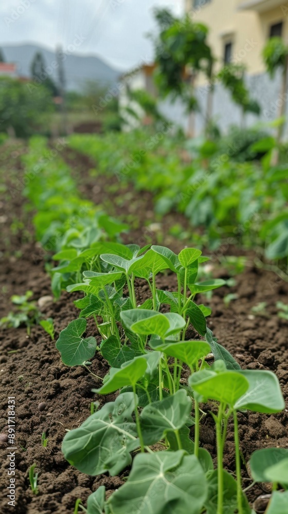 Cowpea plants thriving in a vibrant vegetable garden, showcasing healthy beans and lush green leaves.
Cowpea plants thriving in a vibrant vegetable garden, showcasing healthy beans and lush green leaves.