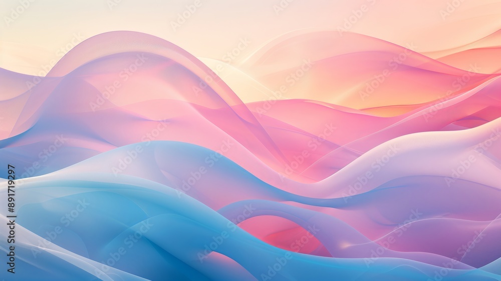 Abstract Pastel Waves with Pink and Blue Curves in a Smooth Gradient Abstract Pastel Waves with Pink and Blue Curves in a Smooth Gradient
