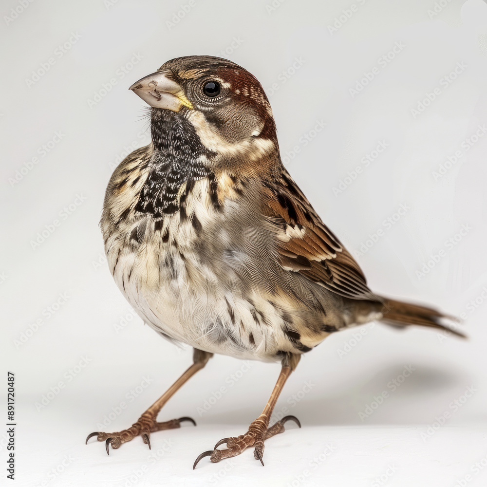 Fototapeta premium Close-up of House Sparrow on White Background