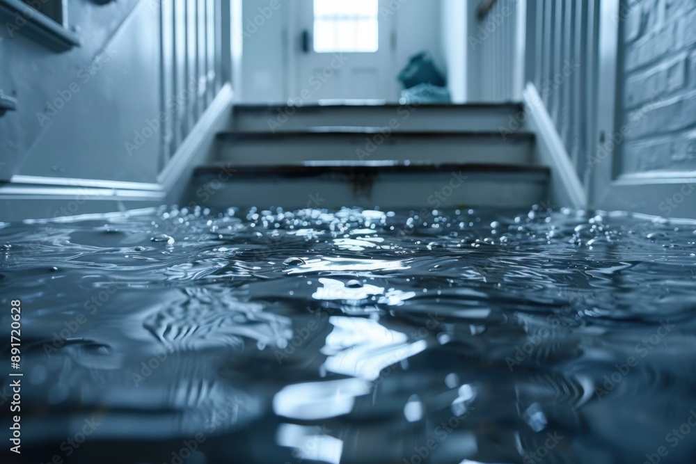 Professional water removal from a flooded basement caused by snowmelt ...