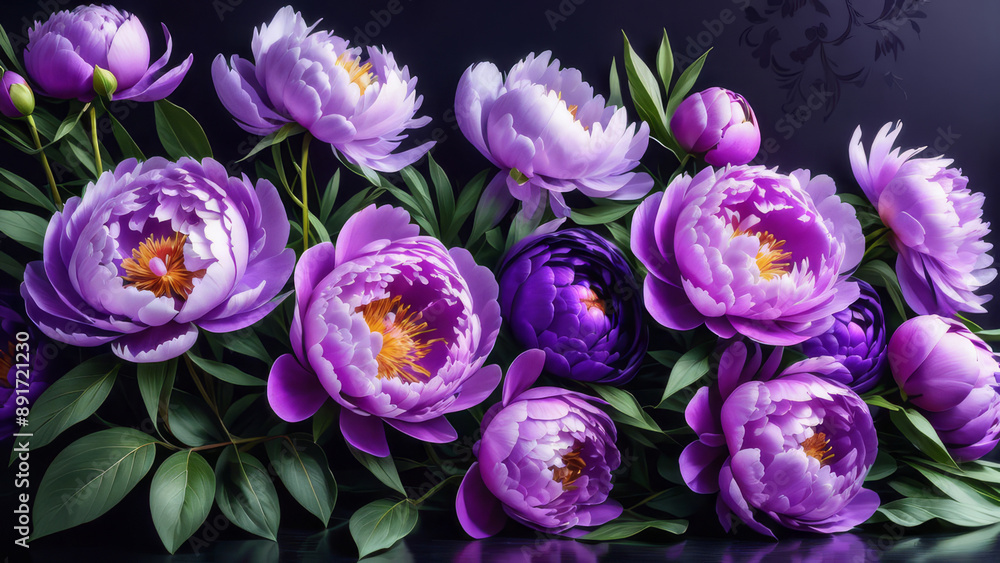 Beautiful peonies on a black background. Beautiful peonies on a black background.