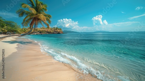 Wallpaper Mural Top view of tropical leaf shadows on the water surface. Palm leaf shadows on white sand beach. Beautiful abstract background banner concept for summer vacation at the beach during golden hour on gold Torontodigital.ca