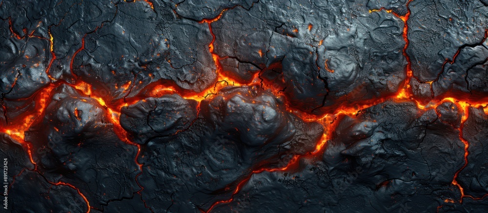 Molten Lava Flowing Through Cracks in Dark Rock Molten Lava Flowing Through Cracks in Dark Rock