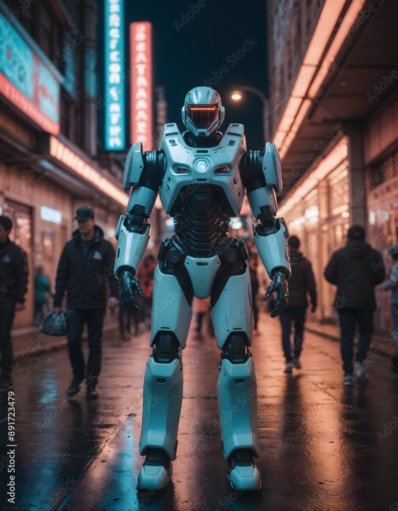 Naklejka premium robot cyborg soldier