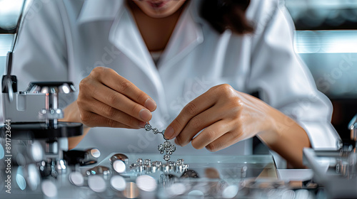 Closeup of a jewelry maker at work, symbolizing fine arts
