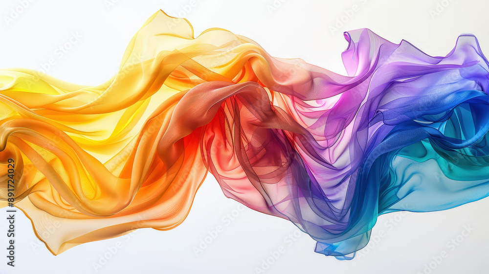 Flying rainbow silk on white background Flying rainbow silk on white background