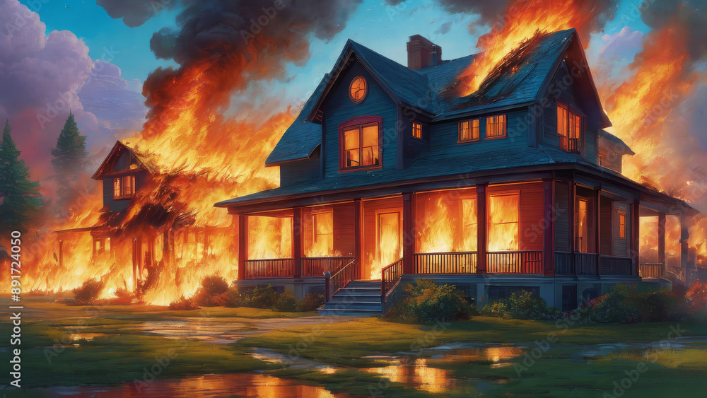 A burning house. Watch out for the fire.
A burning house. Watch out for the fire.