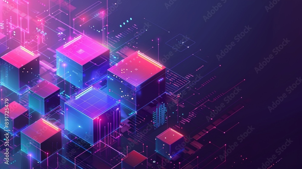 a colorful background with a lot of cubes and lines on it a colorful background with a lot of cubes and lines on it