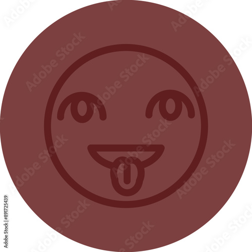 emoji Tongue Out Vector Line Maroon Circle Maroon