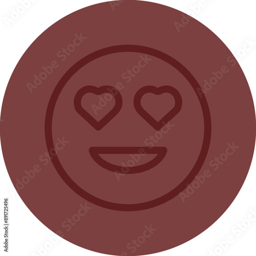 emoji love eyes Vector Line Maroon Circle Maroon