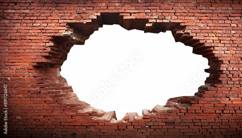 hole on a broken brick wall background