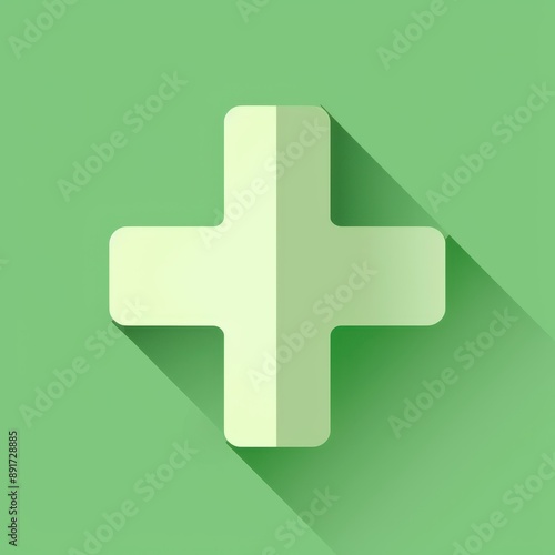 a green plus sign on a green background photo