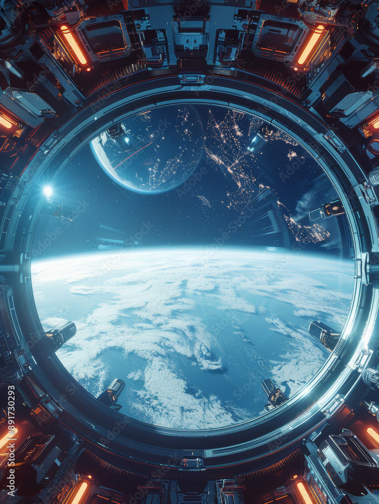 Space capsule, extravehicular scenery Space capsule, extravehicular scenery
