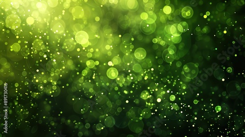 A vivid display of green bokeh lights, creating an abstract and vibrant atmosphere full of energy and life.