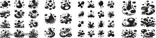 Print   Blob shape organic, vector illustration set. Collection from abstract forms for design and paint. Liquid silhouette drop in modern style. Basic stains isolated elements on white background