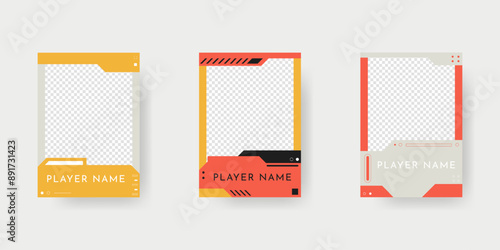 Collection of player frames template. Game card frame template design.