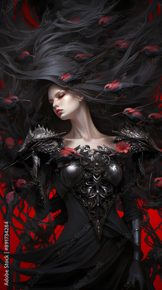 Mysterious Woman with Red Roses Mysterious Woman with Red Roses