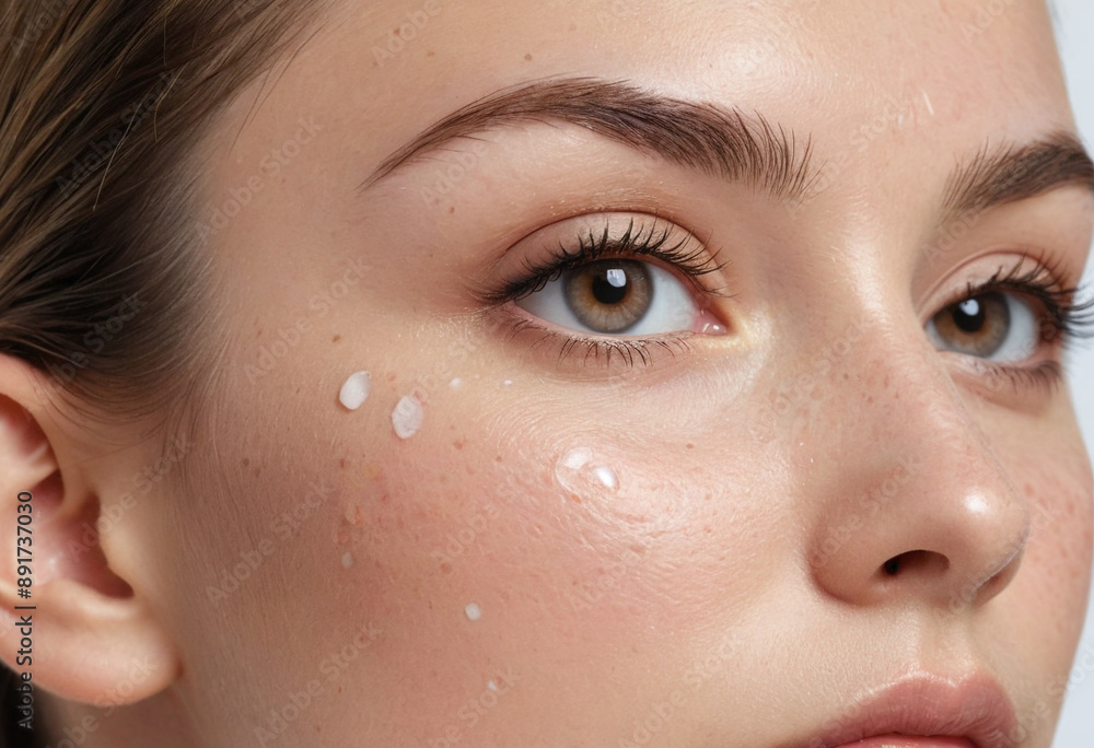 Fototapeta premium Applying a spot treatment for blemishes, targeting specific skincare concerns. 