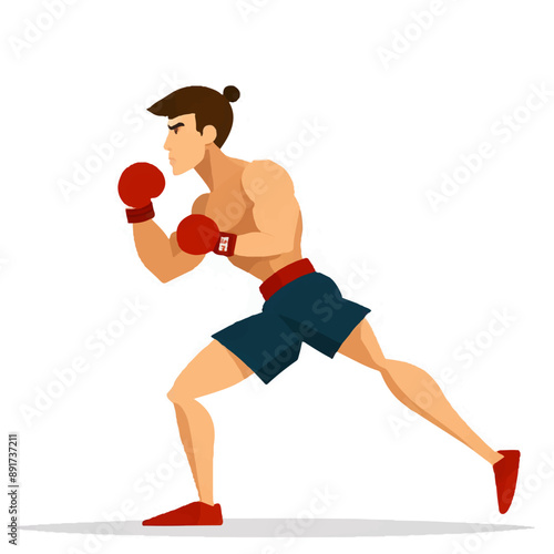Series - Illustration of a Boxer | Fight Sport | Martial Arts | Different positions and moves | Colored
