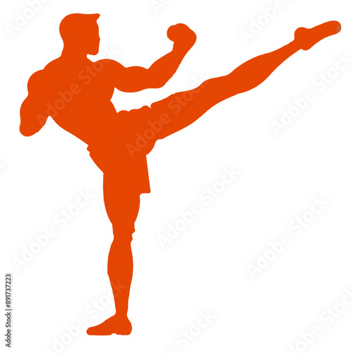 Kickboxer Silhouette Outline Shape | Martial Arts Sports 