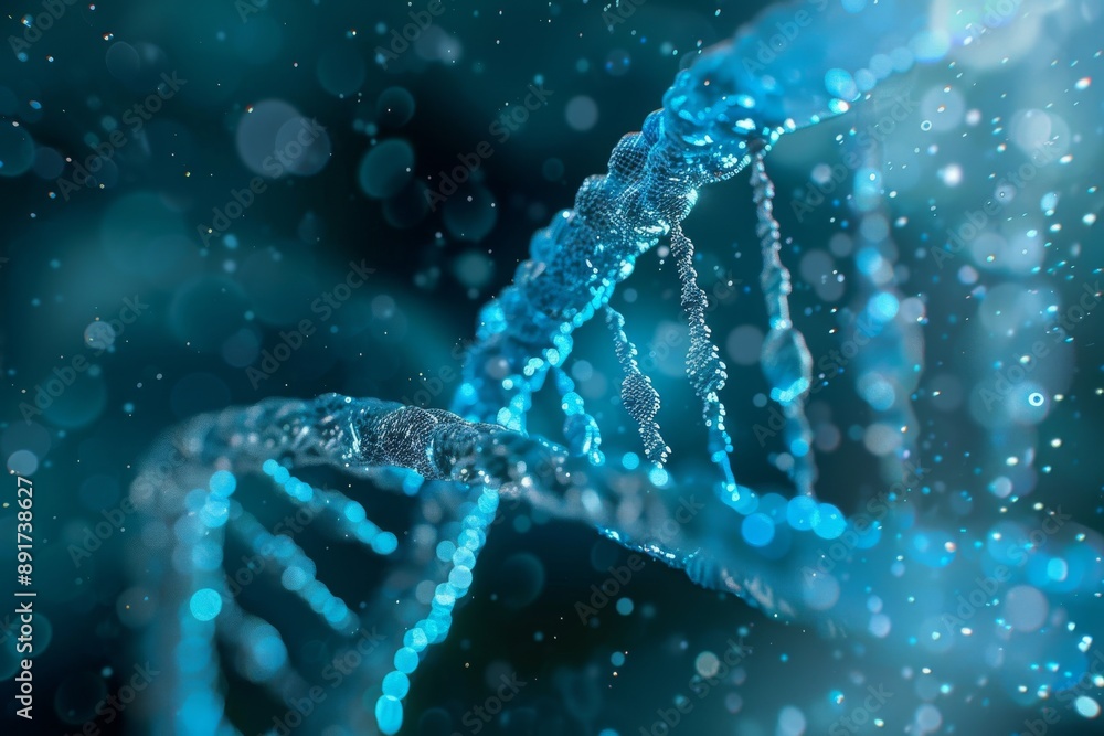 Blue background with double helix of DNA Blue background with double helix of DNA