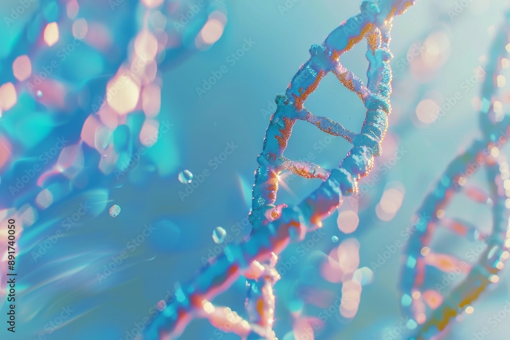 Blue background with double helix of DNA Blue background with double helix of DNA