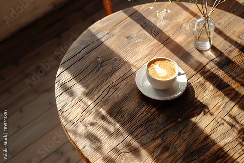 Obraz na płótnie Casual Fashion Product Mockup on Darkwood Coffee Table w salonie
