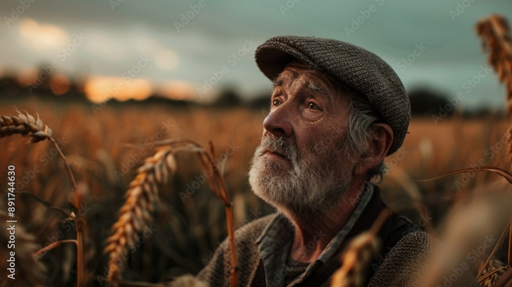 American Paddy field farmer in a field portrait American Paddy field farmer in a field portrait