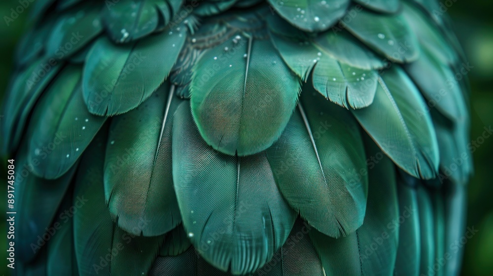 Naklejka premium Patterned Green Feathers on Unique Background