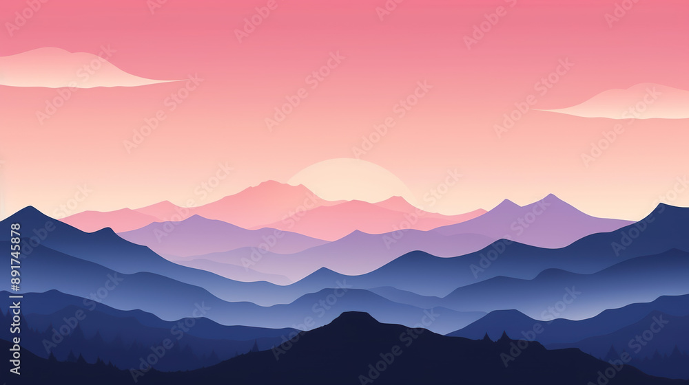 Fototapeta premium A mountain range against sunset sky background