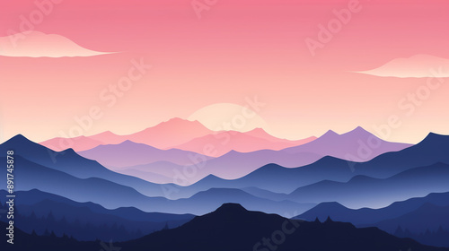 A mountain range against sunset sky background