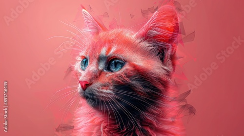 Pastel Animal: Minimal Vector Art on Abstract Faceted Background