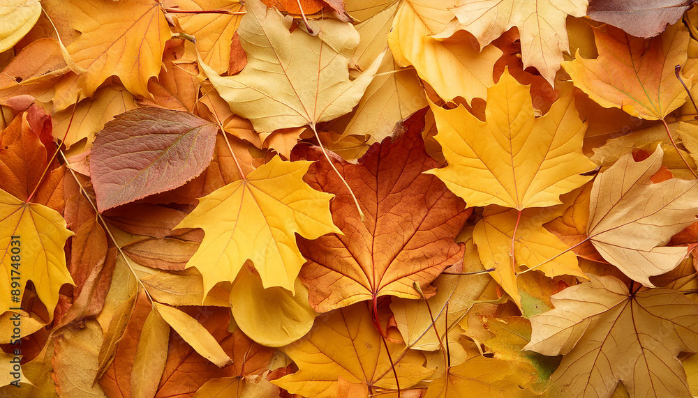 Close up of colorful autumn leaves on ground, vibrant fall colors. Fallen leaves texture. Top view Close up of colorful autumn leaves on ground, vibrant fall colors. Fallen leaves texture. Top view