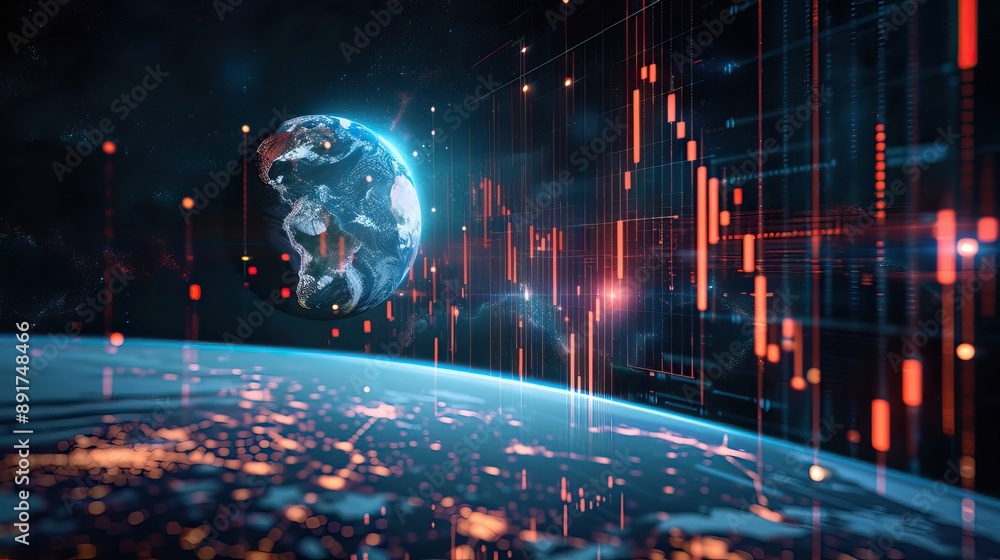 Global Economic Crisis and Stock Market Graphs. High quality AI generated image background Global Economic Crisis and Stock Market Graphs. High quality AI generated image background