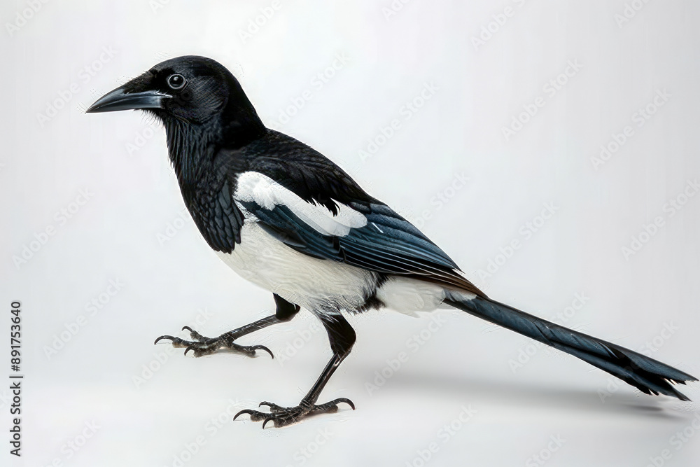 Fototapeta premium Side Profile of a Black-Billed Magpie