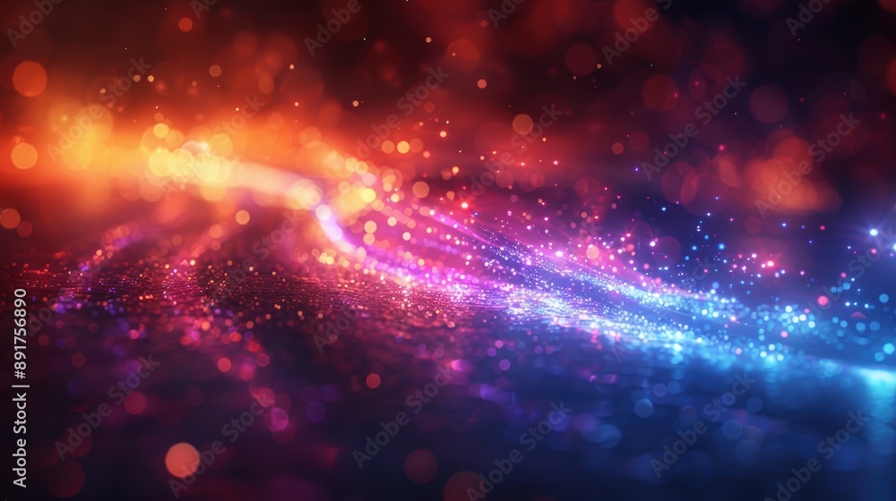 Obraz premium Striking glowing flares create dynamic patterns against a dark background