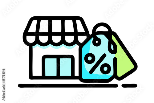 Shopping tag line and solid icon, market concept, Special offer sign on white background, Percent discount tag icon in outline style for mobile concept and web design. Vector graphics. stock illustrat