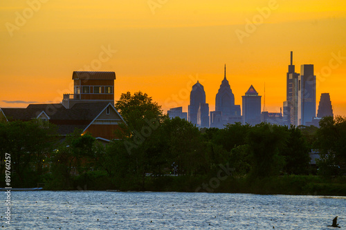 Philadelphia as seen from Cherry Hill in New Jersey from several miles away 